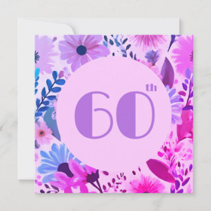 Invitation Maman 60e anniversaire Floral rose et Lilac