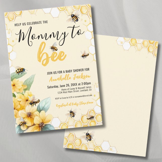 Invitation Maman à bébé Fête de Baby Shower (Mom To BEE Baby Shower Party Invitation)