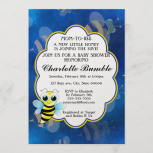 Invitation Maman à être bleu et jaune Baby shower unisex