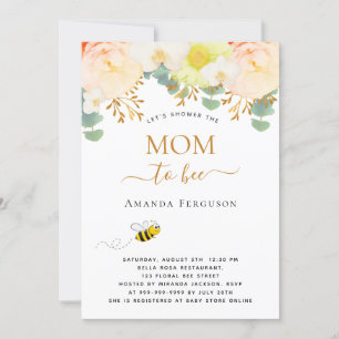Invitation Maman à être jaune fleuri mignon Baby shower