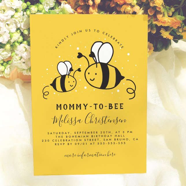 Invitation Maman Abeille Jaune Baby Shower Mixte (Créateur téléchargé)