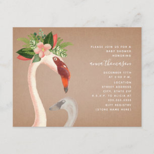 Invitation Maman + Baby Flamant rose Cardstock Baby shower in