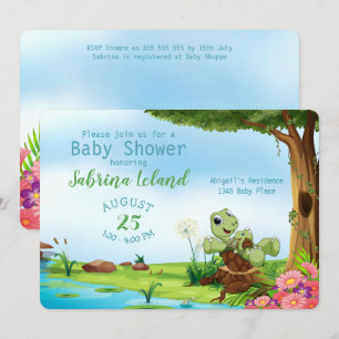 Invitation Maman Capricieuse et Bébé Tortue Animal Baby Showe