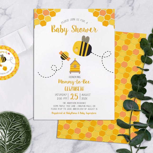 Invitation Maman Chérie Future Abeille Fête de Naissance de B (Créateur téléchargé)