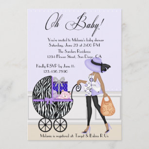 Invitation Maman chic et boguet avec des cadeaux