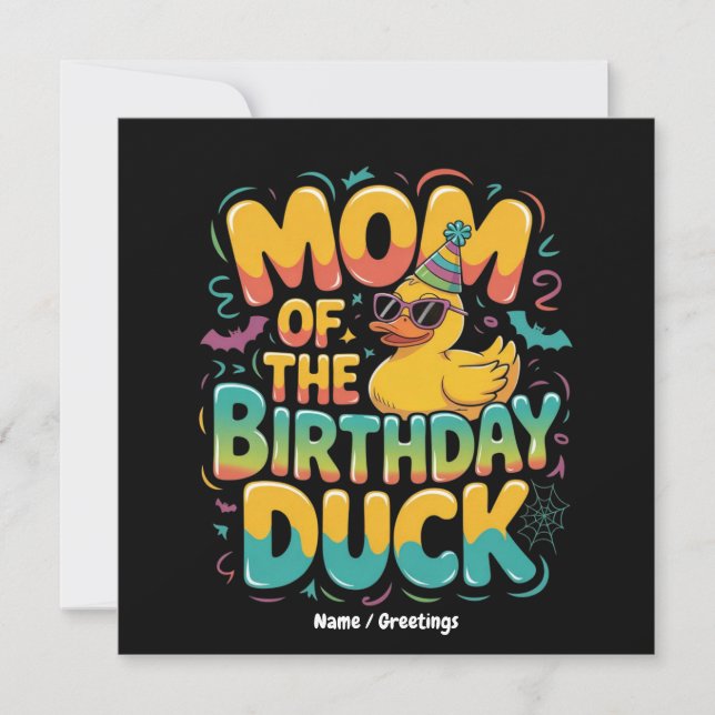 Invitation Maman De L'Anniversaire Canard Caoutchouc Canard F (Devant)