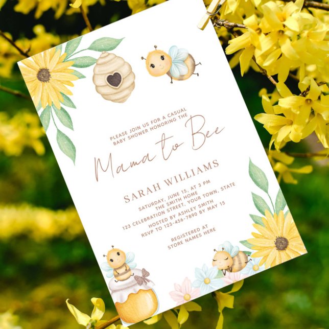 Invitation Maman en Baby shower (Bee our guest for a sweet celebration!)