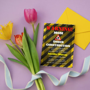 Invitation Maman en construction Baby shower moderne