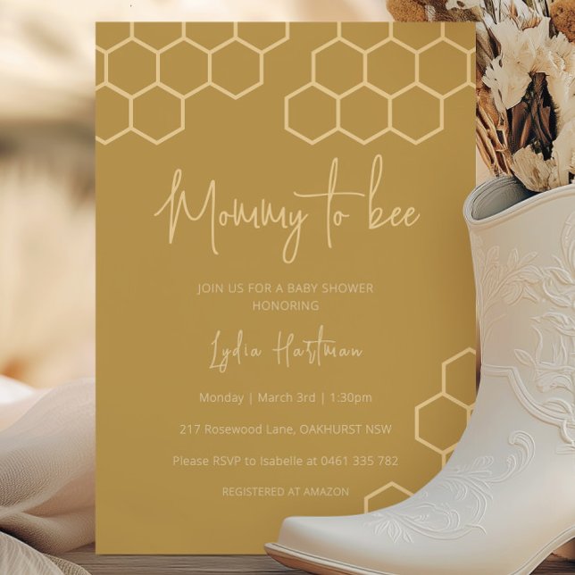Invitation Maman en nid d'abeille Baby Shower (Créateur téléchargé)
