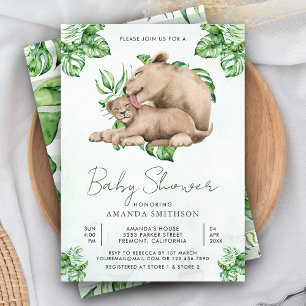 Invitation Maman et bébé lionceau jungle Baby Shower