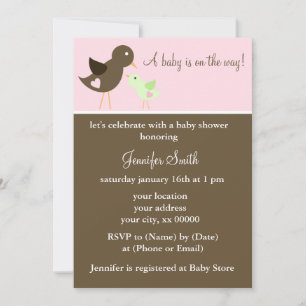 Invitation Maman et bébé Oiseaux Baby shower fille