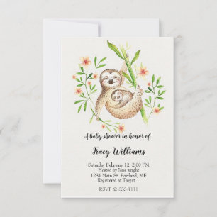 Invitation Maman et bébé paresseux mignons
