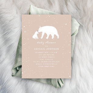 Invitation Maman et bébé Polar Ours Baby shower rose