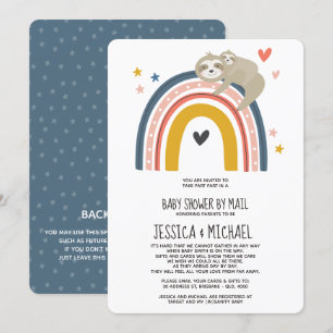 Invitation Maman et bébé Sloth Rainbow   Baby shower par cour