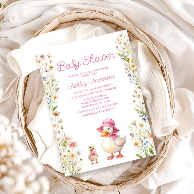 Invitation Maman et petit Baby shower de fille Gosling (Créateur téléchargé)