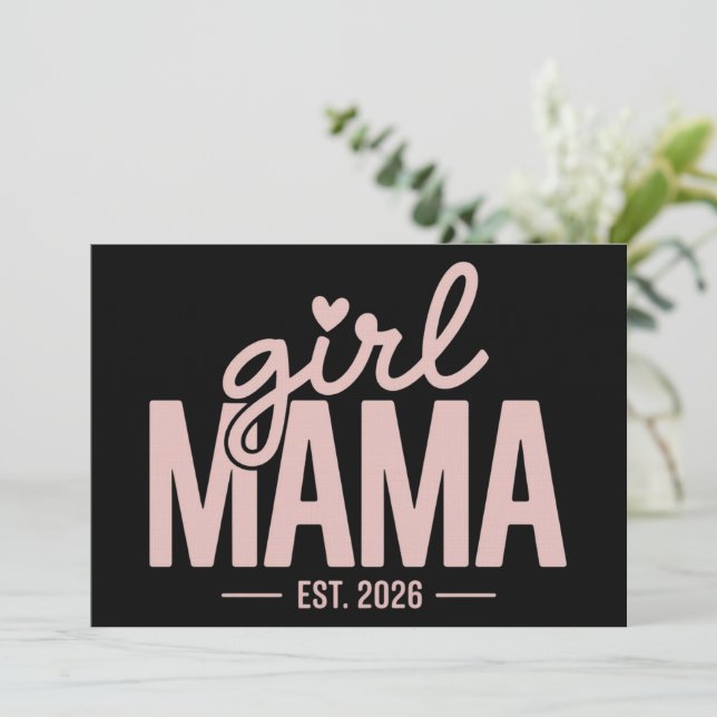 Invitation Maman Fille Est 2026 Révélation de Grossesse Maman (Debout devant)