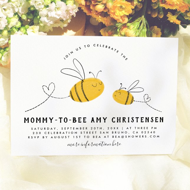 Invitation Maman Future Abeille Fête de Naissance Adorable et (Créateur téléchargé)