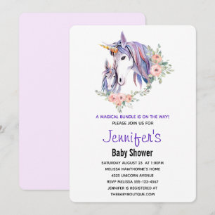 Invitation Maman licorne Pretty et bébé Shower de bébé à l'aq