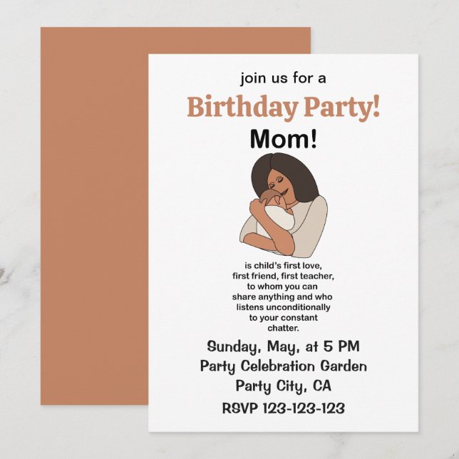 Invitation Maman Maman Mère Citation Anniversaire (Devant / Derrière)