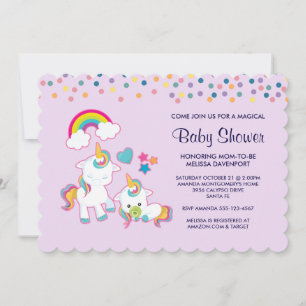 Invitation Maman Mignonne & Bébé Licorne Magique Baby Shower