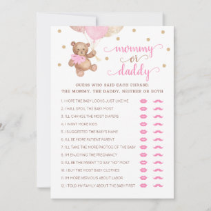 Invitation Maman ou papa Jeu Baby shower Teddy Bear