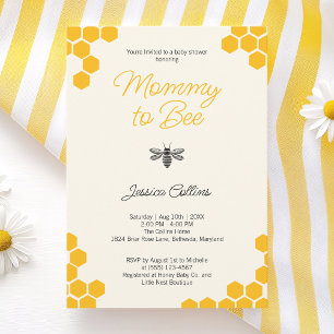 Invitation Maman pour abeille neutre mignon jaune en nid d'ab