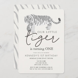 Invitation Maman Tiger & Cub Crème moderne 1er anniversaire