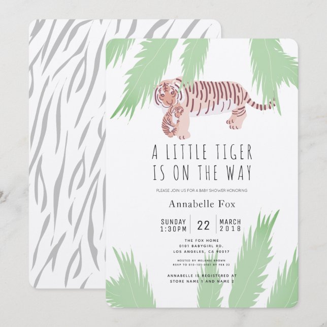 Invitation Maman Tiger & Cub Kraft Baby shower papier Invitat (Devant / Derrière)