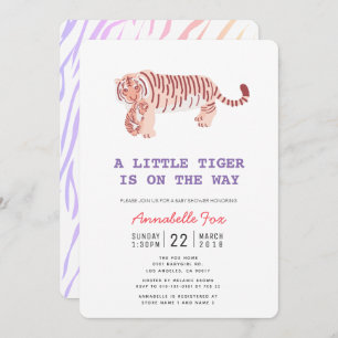 Invitation Maman Tiger & Cub Neon Couleurs Baby shower Invita