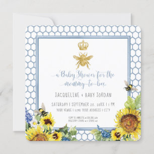 Invitation Maman to Bee Bumblebee Sunflower Gold Parties scin