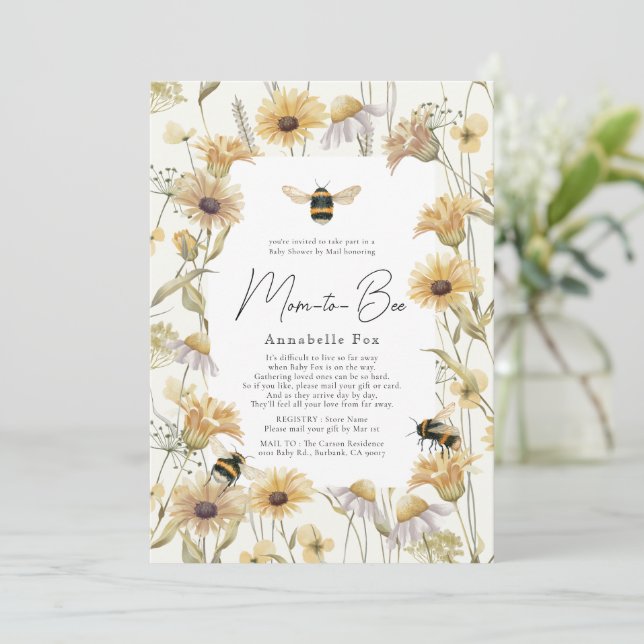 Invitation Maman to Bee Chamomile & Daisies Baby shower par c (Debout devant)
