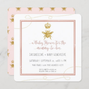 Invitation Maman to Bee Gold Parties scintillant Rose Girl Ba