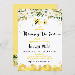 Invitation Maman to Bee Gold Sexe Baby shower neutre
