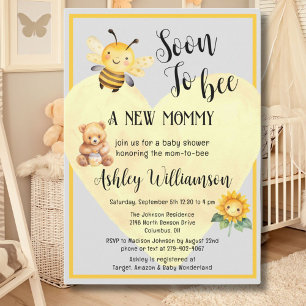 Invitation Maman-to-Bee Honey Bear Baby Girl Shower Invitatio