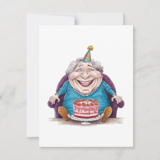 Invitation Mamie drôle Gâteau énorme & Cadeau en espèces