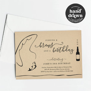 Invitation Man Funny Pêche & Bière Anniversaire Retraite