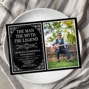 Invitation Man Myth Legend Black Surprise 70th Birthday Photo