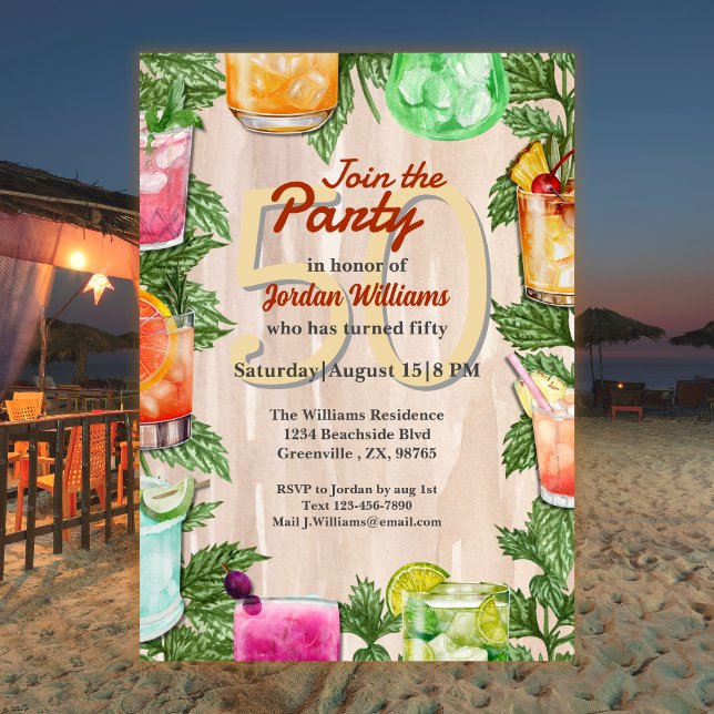 Invitation Man Summer Jardin Cocktail 50th Birthday Party (Créateur téléchargé)