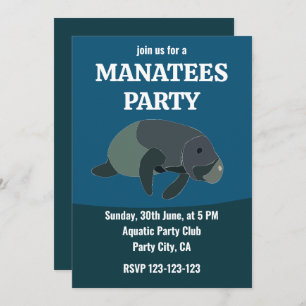 Invitation Manatee Sous Le Manatee D'Anniversaire De La Mer