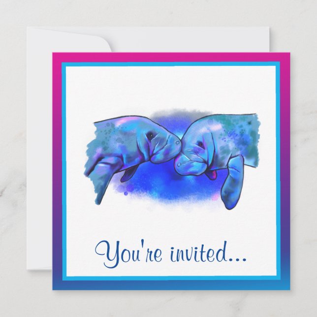 Invitation Manatees Joyeux anniversaire (Devant)