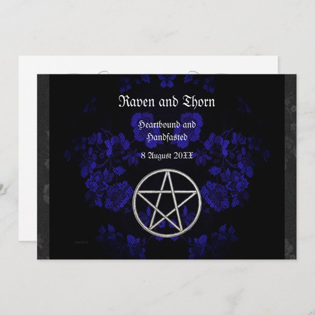 Invitation Manche Eternal/Mariage Pentacle Blue Ste (Devant / Derrière)