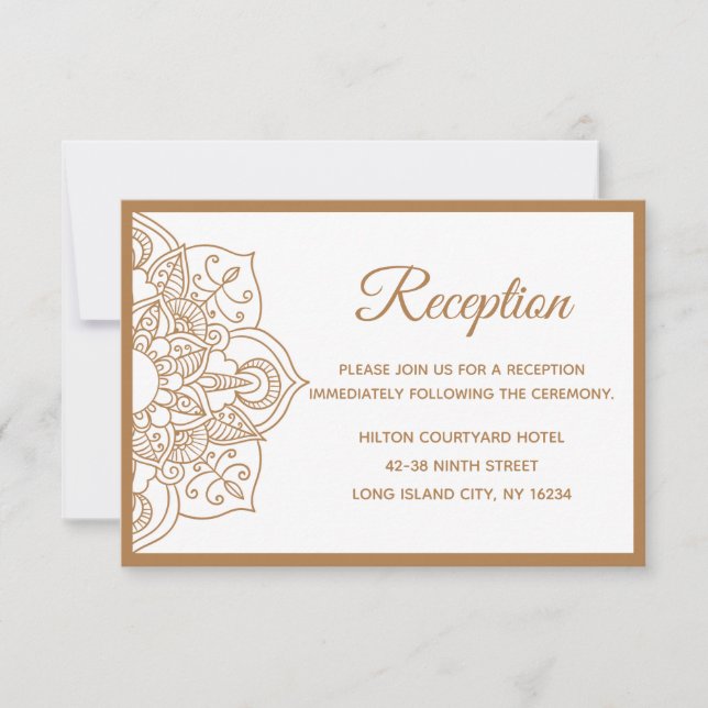 Invitation Mandala Brown Boho Indian Modern Vintage Wedding (Devant)