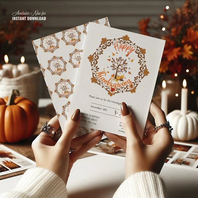 Invitation Mandala d'arbre d'automne Feuillage d'automne et T (Créateur téléchargé)