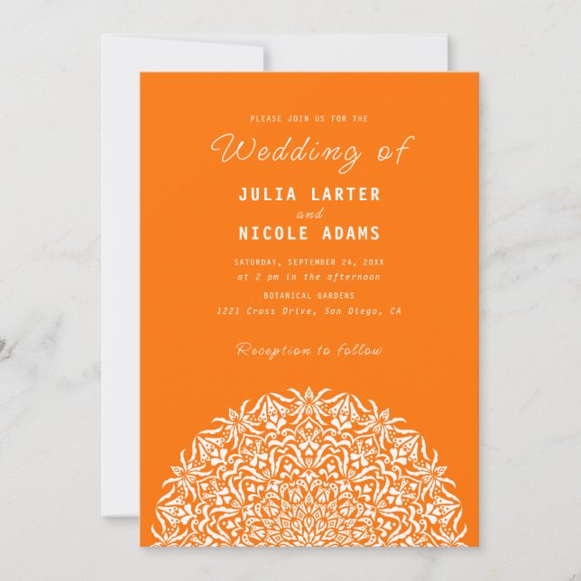 Invitation Mandala de mariage en marbre de pierre de récif de (Devant)