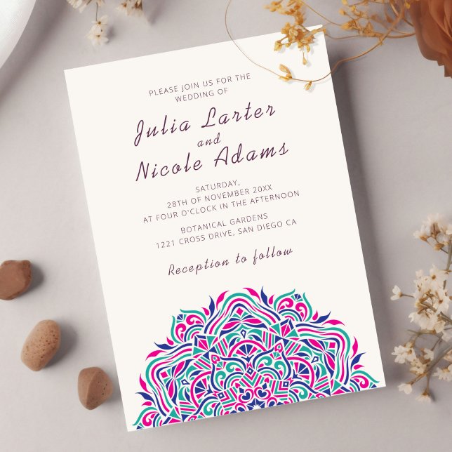 Invitation Mandala de mariage en ordonnée d'arche de joyau pe (Créateur téléchargé)