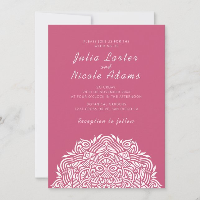 Invitation Mandala de mariage en ordonnée d'arche de joyau pe (Devant)