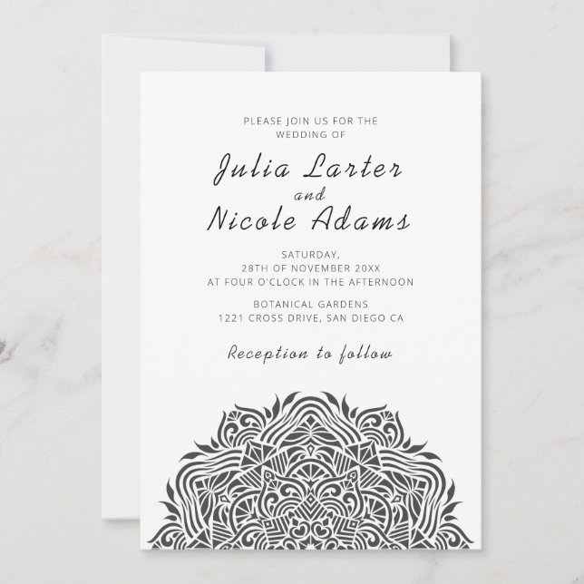 Invitation Mandala de mariage en ordonnée de joyau persan (Devant)