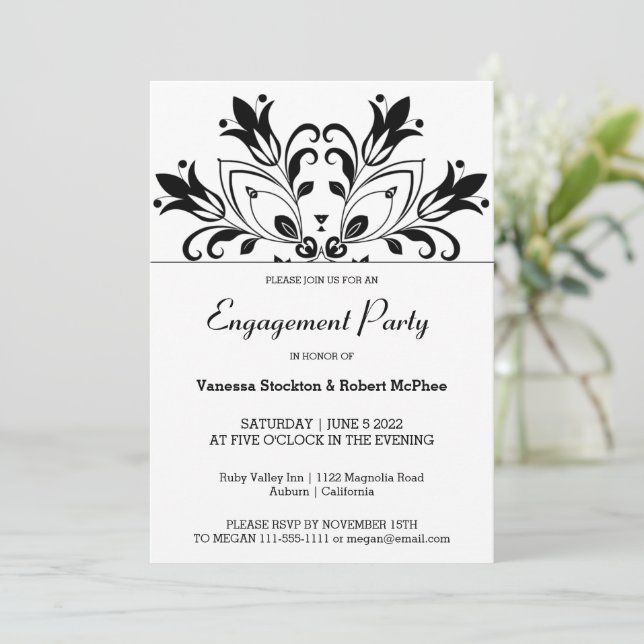 Invitation Mandala Floral Noir (Debout devant)