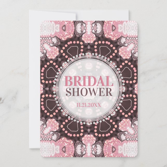 Invitation Mandala Géométrique Rose Éthérée Baby Shower Bohèm (Devant)