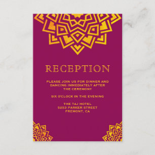 Invitation Mandala indien en or rose moderne pour réception